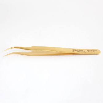 Gold plated tweezers -  Very fine, curved tips